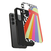 Retro Mod UFO Rainbow Beam Tough Phone Case LavenderCeleste