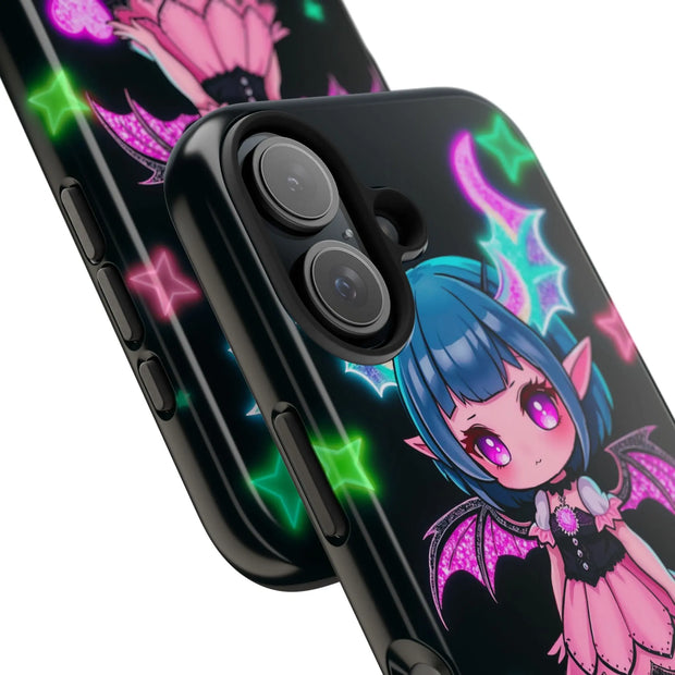Kawaii Gothic Succubus Neon Heart Tough Phone Case