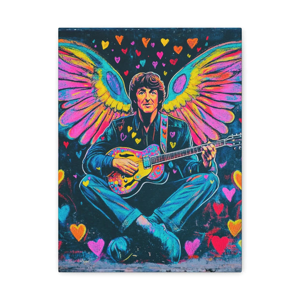 Psychedelic Guitar Angel Matte Canvas Art LavenderCeleste