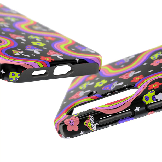 Groovy Mushroom Rainbow Tough Phone Case LavenderCeleste