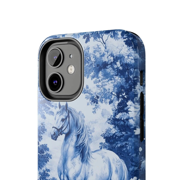 Blue Toile Horse Country Scenic Tough Phone Case LavenderCeleste