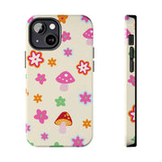 Retro Mushroom Flower Power Tough Phone Case LavenderCeleste