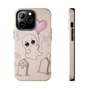 Sad Ghost with Heart Balloon Kawaii Tough Phone Case LavenderCeleste