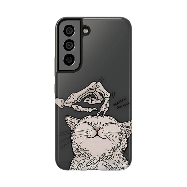 Skeleton Scratch Cat Gothic Humor Tough Phone Case LavenderCeleste