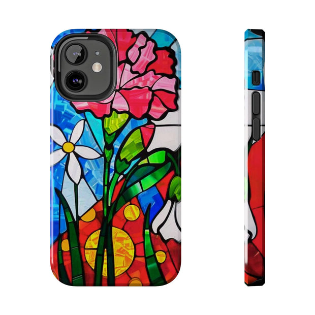 January Carnation Stained Glass Birth Flower Tough Phone Case