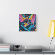 Psychedelic Guitar Angel Matte Canvas Art LavenderCeleste
