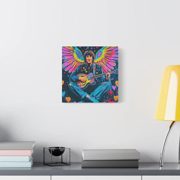 Psychedelic Guitar Angel Matte Canvas Art LavenderCeleste