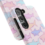 Pastel Shark Pattern Tough Phone Case LavenderCeleste