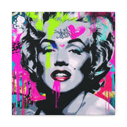 Marilyn Monroe Graffiti Matte Canvas – Neon Pop Art Street Style Wall Decor - LavenderCeleste