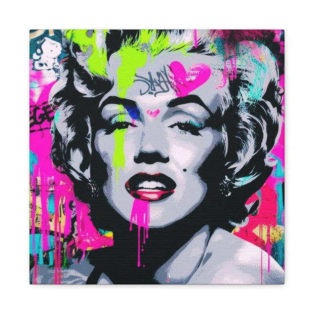 Marilyn Monroe Graffiti Matte Canvas – Neon Pop Art Street Style Wall Decor - LavenderCeleste