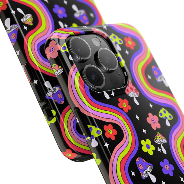Groovy Mushroom Rainbow Tough Phone Case LavenderCeleste