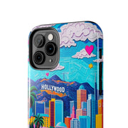 Los Angeles Hollywood Skyline Tough Phone Case – Vibrant Pop Art City Design - LavenderCeleste