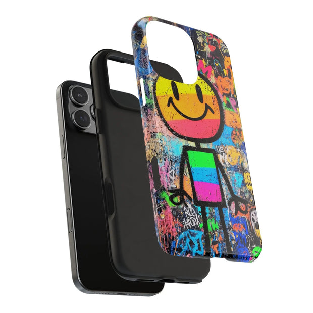 Rainbow Graffiti Smiley Tough Phone Case LavenderCeleste