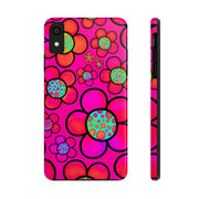 Hot Pink Retro Flower Power Tough Phone Case LavenderCeleste