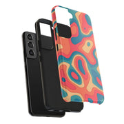 Retro Coral Abstract Mid-Century Tough Phone Case LavenderCeleste