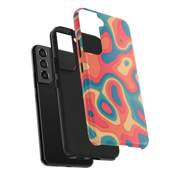 Retro Coral Abstract Mid-Century Tough Phone Case LavenderCeleste
