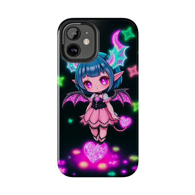 Kawaii Gothic Succubus Neon Heart Tough Phone Case
