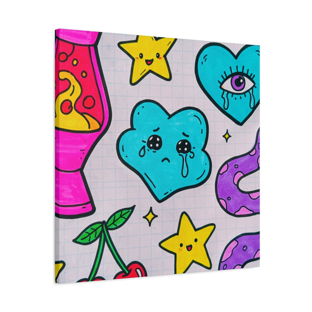 Kawaii Lava Lamp Sad Cloud Snake Matte Canvas Print LavenderCeleste