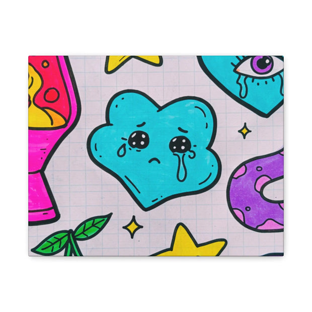 Kawaii Lava Lamp Sad Cloud Snake Matte Canvas Print LavenderCeleste