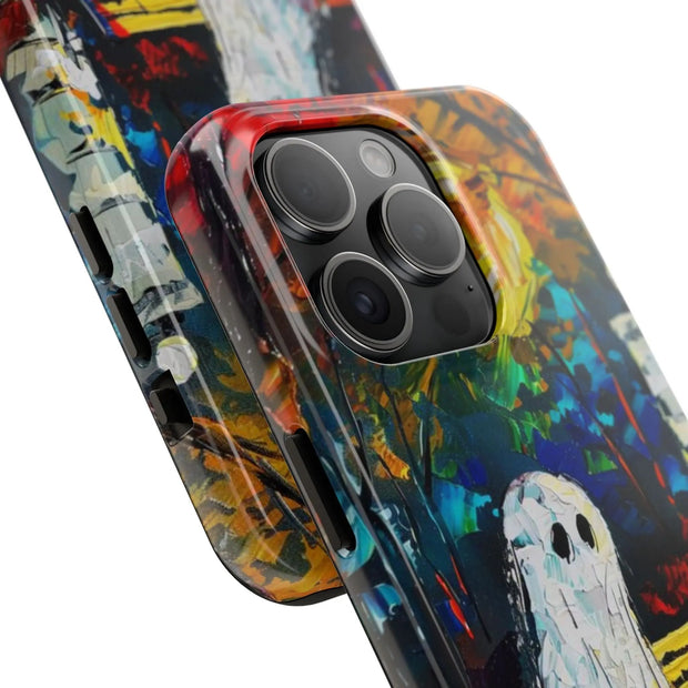 Lonely Ghost Tough Phone Case – Abstract Fall Park Bench Painting