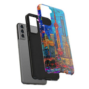 Shanghai Skyline Collage Pop Art Tough Phone Case LavenderCeleste