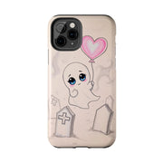 Sad Ghost with Heart Balloon Kawaii Tough Phone Case LavenderCeleste
