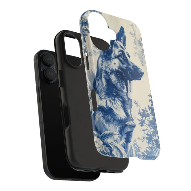 Blue Toile German Shepherd Scenic Tough Phone Case LavenderCeleste