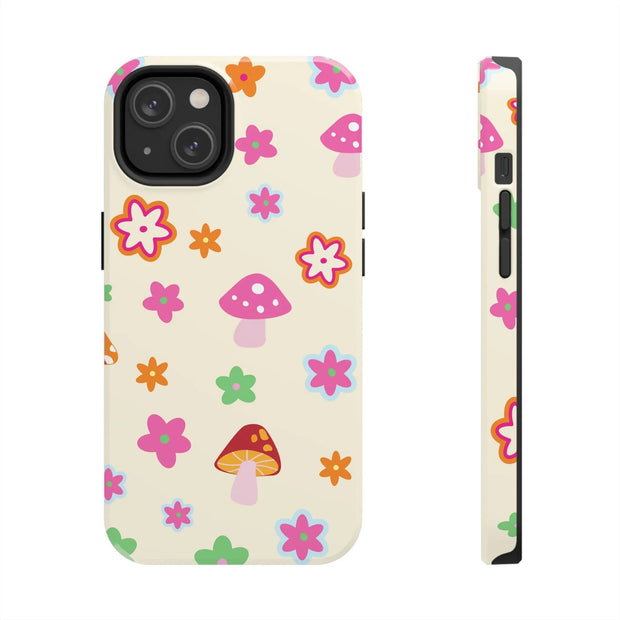 Retro Mushroom Flower Power Tough Phone Case LavenderCeleste