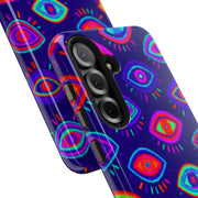 Trippy Neon Evil Eye Protective Tough Phone Case LavenderCeleste