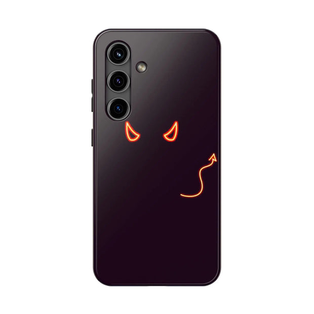 Neon Devil Eyes Tough Phone Case – Minimal Dark Glow Aesthetic Printify