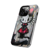 Goth Bow Cat Graffiti Pop Art Tough Phone Case LavenderCeleste