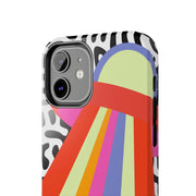 Retro Mod UFO Rainbow Beam Tough Phone Case LavenderCeleste