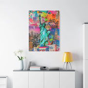 Vibrant New York Collage Matte Canvas – Statue of Liberty Pop Art Printify