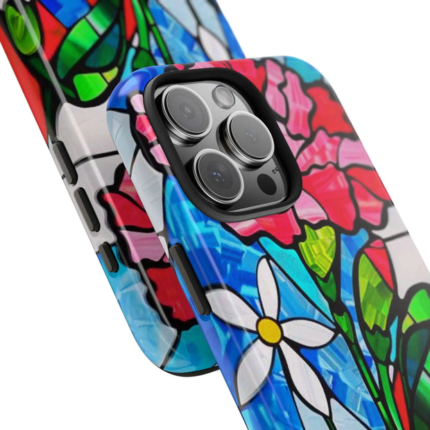 January Carnation Stained Glass Birth Flower Tough Phone Case