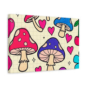 Kawaii Mushroom Cherry Flower Matte Canvas Print LavenderCeleste
