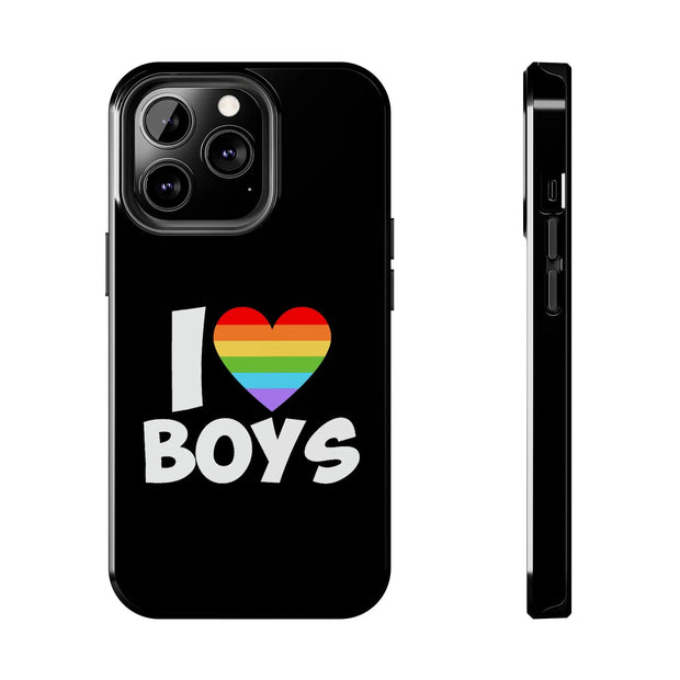 I Love Boys Pride Tough Phone Case – LGBTQ+ Rainbow Heart Design