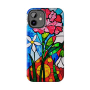 January Carnation Stained Glass Birth Flower Tough Phone Case