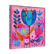 Whimsical Pink Blue Floral Matte Canvas Art LavenderCeleste