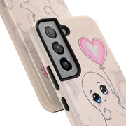Sad Ghost with Heart Balloon Kawaii Tough Phone Case LavenderCeleste