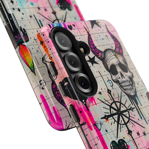 Skull Occult Neon Drip Pastel Goth Tough Phone Case LavenderCeleste