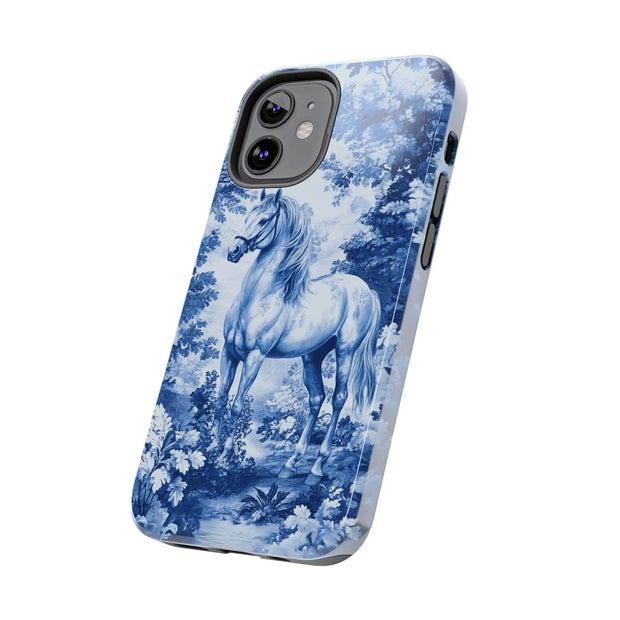 Blue Toile Horse Country Scenic Tough Phone Case LavenderCeleste