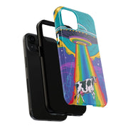 Rainbow UFO Cow Abduction Tough Phone Case WOYC
