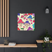 Kawaii Mushroom Cherry Flower Matte Canvas Print LavenderCeleste