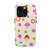 Retro Mushroom Flower Power Tough Phone Case LavenderCeleste