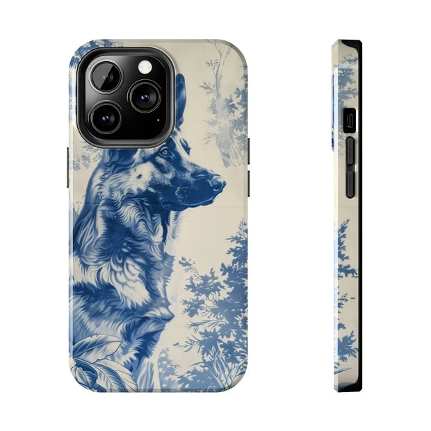 Blue Toile German Shepherd Scenic Tough Phone Case LavenderCeleste