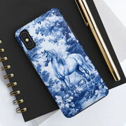 Blue Toile Horse Country Scenic Tough Phone Case LavenderCeleste