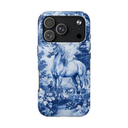 Blue Toile Horse Country Scenic Tough Phone Case LavenderCeleste