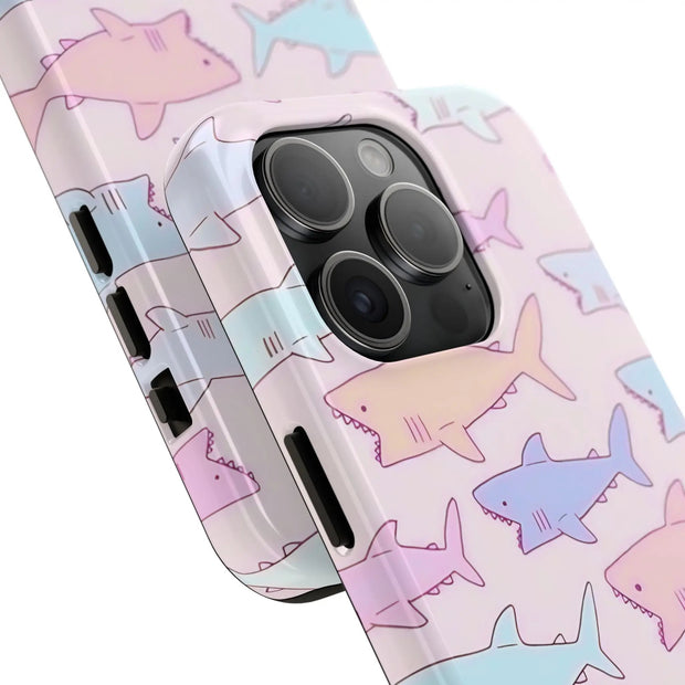 Pastel Shark Pattern Tough Phone Case Printify