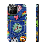 Retro Kidcore Denim Patch Tough Phone Case LavenderCeleste