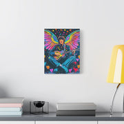 Psychedelic Guitar Angel Matte Canvas Art LavenderCeleste